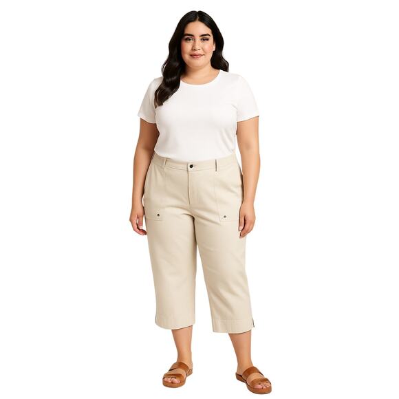 CJ Banks by Christopher & Banks Women’s 16W Cropped Utility Pant 100% Cotton - Picture 1 of 6